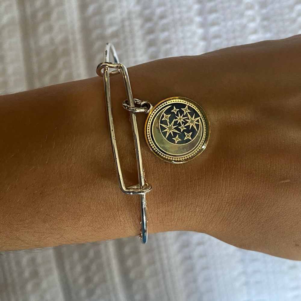 Alex and Ani Silver Stars & Moon Bracelet